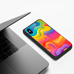 Чехол iPhone XS Max матовый Красочные разливы, цвет: 3D-черный — фото 2