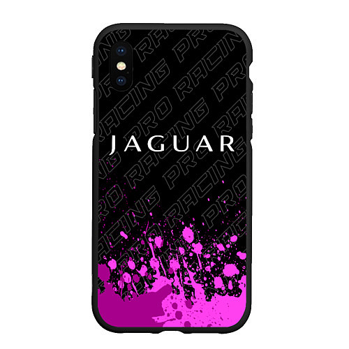 Чехол iPhone XS Max матовый Jaguar pro racing: символ сверху / 3D-Черный – фото 1