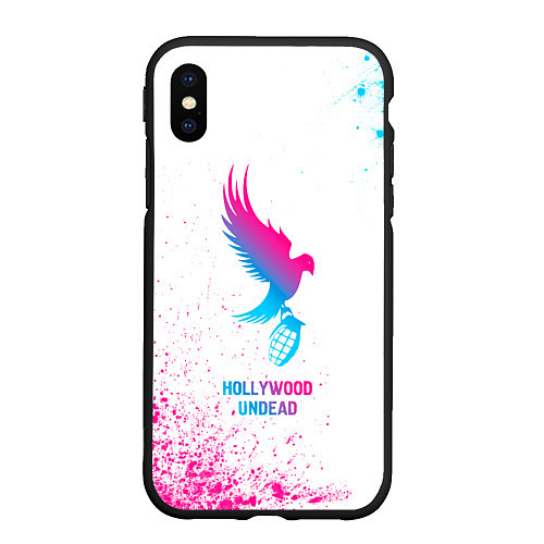 Чехол iPhone XS Max матовый Hollywood Undead neon gradient style / 3D-Черный – фото 1