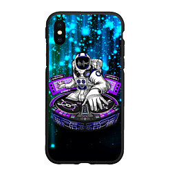 Чехол iPhone XS Max матовый Space DJ - neon starfall, цвет: 3D-черный