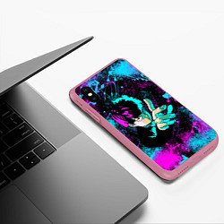 Чехол iPhone XS Max матовый Моб психо - неон, цвет: 3D-малиновый — фото 2