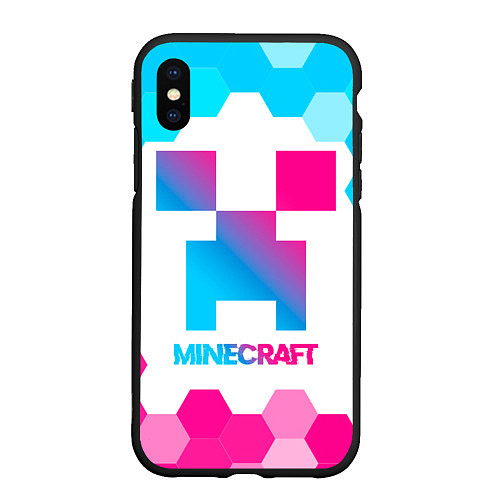 Чехол iPhone XS Max матовый Minecraft neon gradient style / 3D-Черный – фото 1