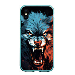 Чехол iPhone XS Max матовый Fantasy wolf, цвет: 3D-мятный