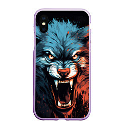 Чехол iPhone XS Max матовый Fantasy wolf, цвет: 3D-сиреневый