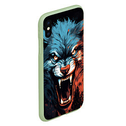Чехол iPhone XS Max матовый Fantasy wolf, цвет: 3D-салатовый — фото 2