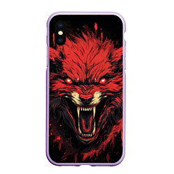 Чехол iPhone XS Max матовый Red wolf, цвет: 3D-сиреневый