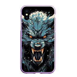 Чехол iPhone XS Max матовый Fantasy blue wolf, цвет: 3D-сиреневый