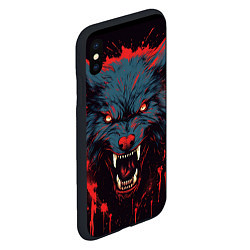 Чехол iPhone XS Max матовый Red blue wolf, цвет: 3D-черный — фото 2