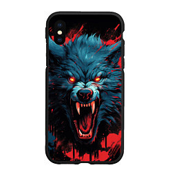 Чехол iPhone XS Max матовый Wolf black red, цвет: 3D-черный