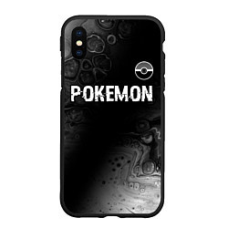 Чехол iPhone XS Max матовый Pokemon glitch на темном фоне: символ сверху, цвет: 3D-черный