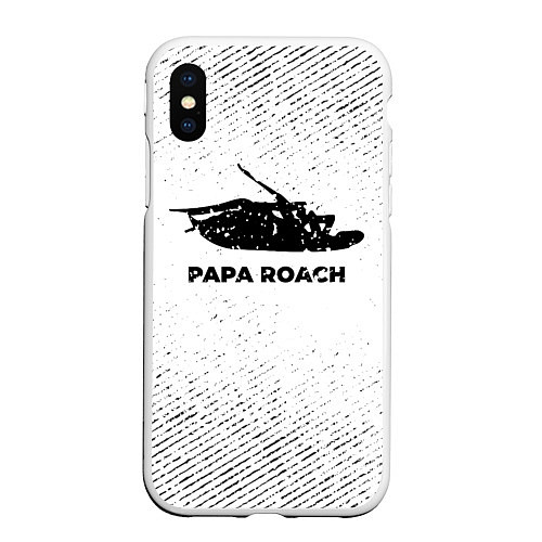 Чехол iPhone XS Max матовый Papa Roach с потертостями на светлом фоне / 3D-Белый – фото 1