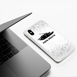 Чехол iPhone XS Max матовый Papa Roach с потертостями на светлом фоне, цвет: 3D-белый — фото 2