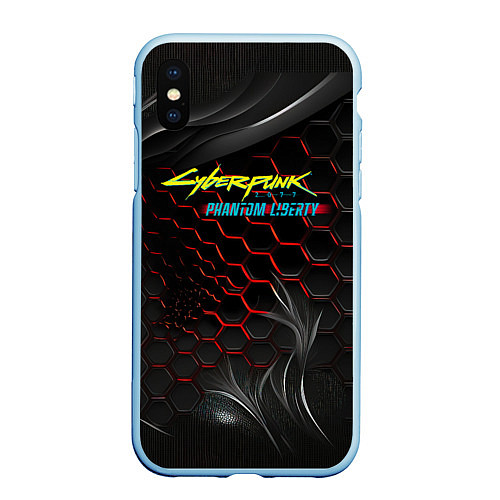 Чехол iPhone XS Max матовый Cyberpunk 2077 phantom liberty / 3D-Голубой – фото 1