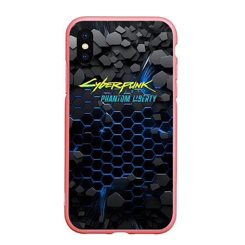 Чехол iPhone XS Max матовый Cyberpunk 2077 phantom liberty blue / 3D-Баблгам – фото 1