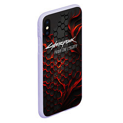 Чехол iPhone XS Max матовый Cyberpunk 2077 Phantom liberty red fire, цвет: 3D-светло-сиреневый — фото 2