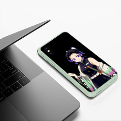 Чехол iPhone XS Max матовый Клинок рассекающий демонов - шинобу, цвет: 3D-салатовый — фото 2