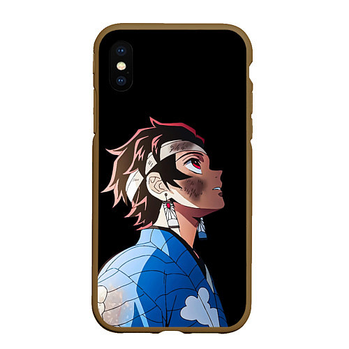 Чехол iPhone XS Max матовый Танджиро - клинок - минимализм / 3D-Коричневый – фото 1