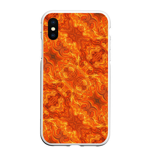 Чехол iPhone XS Max матовый Пламенный пожар / 3D-Белый – фото 1