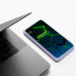 Чехол iPhone XS Max матовый Cyberpunk 2077 phantom liberty green neon, цвет: 3D-светло-сиреневый — фото 2