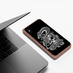 Чехол iPhone XS Max матовый Cobra and skull, цвет: 3D-коричневый — фото 2