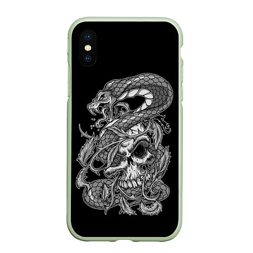 Чехол iPhone XS Max матовый Cobra and skull / 3D-Салатовый – фото 1