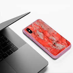 Чехол iPhone XS Max матовый Красные и серые трещины, цвет: 3D-розовый — фото 2