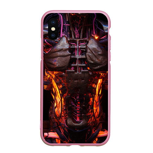 Чехол iPhone XS Max матовый Тело киборга киберпанк / 3D-Розовый – фото 1