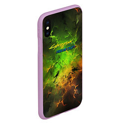 Чехол iPhone XS Max матовый Cyberpunk 2077 phantom liberty green, цвет: 3D-сиреневый — фото 2