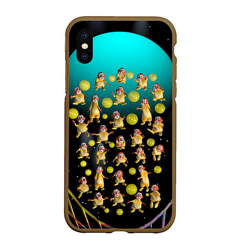 Чехол iPhone XS Max матовый Клоуны в лунной сети / 3D-Коричневый – фото 1