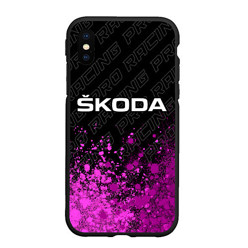 Чехол iPhone XS Max матовый Skoda pro racing: символ сверху / 3D-Черный – фото 1