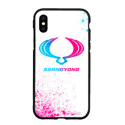 Чехол iPhone XS Max матовый SsangYong neon gradient style, цвет: 3D-черный