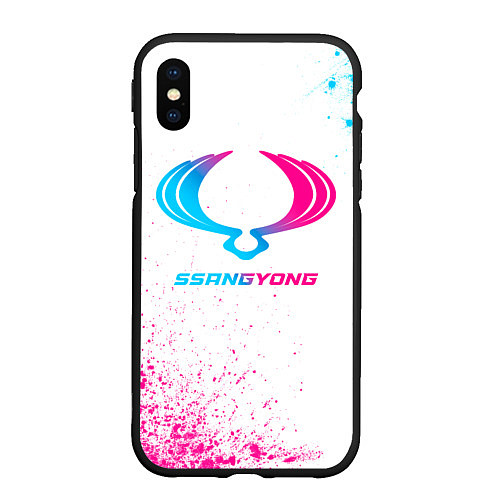 Чехол iPhone XS Max матовый SsangYong neon gradient style / 3D-Черный – фото 1