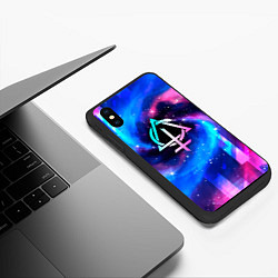 Чехол iPhone XS Max матовый Behemoth неоновый космос, цвет: 3D-черный — фото 2