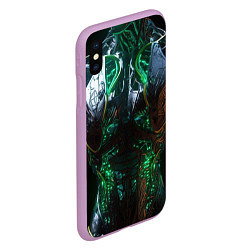 Чехол iPhone XS Max матовый Киберпанк торс, цвет: 3D-сиреневый — фото 2