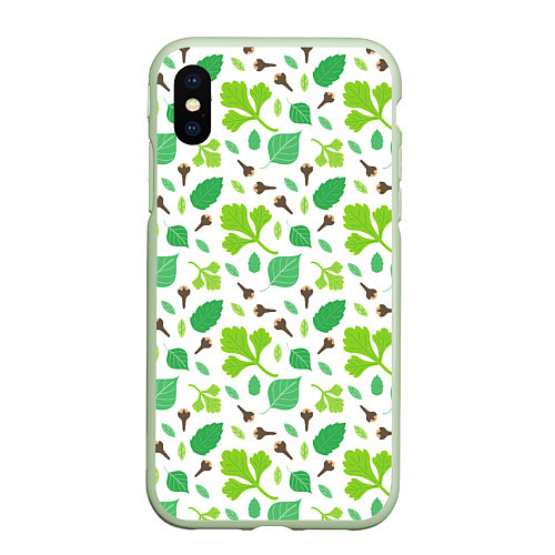 Чехол iPhone XS Max матовый Green plants / 3D-Салатовый – фото 1