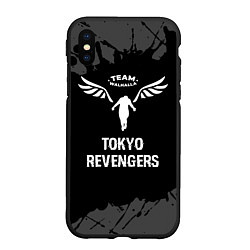 Чехол iPhone XS Max матовый Tokyo Revengers glitch на темном фоне, цвет: 3D-черный