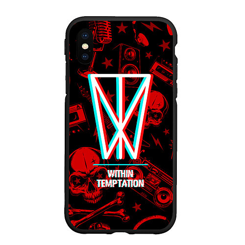 Чехол iPhone XS Max матовый Within Temptation rock glitch / 3D-Черный – фото 1