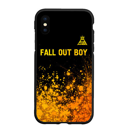 Чехол iPhone XS Max матовый Fall Out Boy - gold gradient: символ сверху / 3D-Черный – фото 1