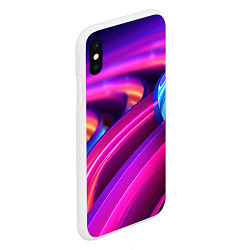 Чехол iPhone XS Max матовый Неоновые абстрактные волны, цвет: 3D-белый — фото 2