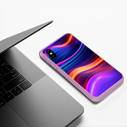 Чехол iPhone XS Max матовый Волнистые неоновые линии, цвет: 3D-сиреневый — фото 2