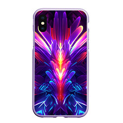 Чехол iPhone XS Max матовый Неоновые объекты абстракция, цвет: 3D-светло-сиреневый