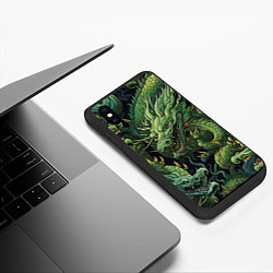 Чехол iPhone XS Max матовый Зеленые драконы: арт нейросети, цвет: 3D-черный — фото 2