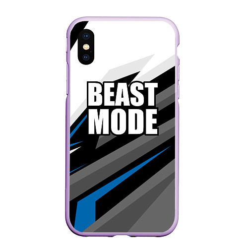 Чехол iPhone XS Max матовый Beast mode - blue sport / 3D-Сиреневый – фото 1