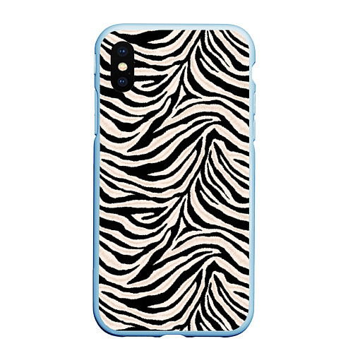 Чехол iPhone XS Max матовый Полосатая шкура зебры, белого тигра / 3D-Голубой – фото 1