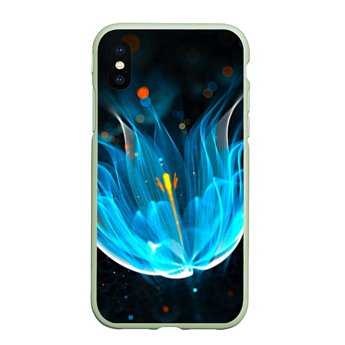 Чехол iPhone XS Max матовый Цветок медуза от midjourney / 3D-Салатовый – фото 1