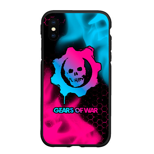 Чехол iPhone XS Max матовый Gears of War - neon gradient / 3D-Черный – фото 1