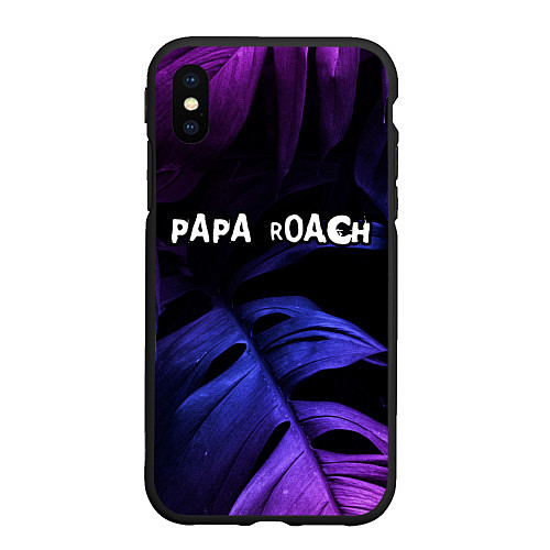 Чехол iPhone XS Max матовый Papa Roach neon monstera / 3D-Черный – фото 1