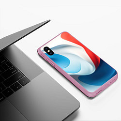 Чехол iPhone XS Max матовый Объемная белая синяя красная текстура, цвет: 3D-розовый — фото 2