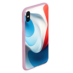 Чехол iPhone XS Max матовый Объемная белая синяя красная текстура, цвет: 3D-розовый — фото 2