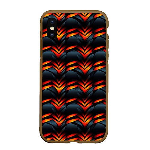 Чехол iPhone XS Max матовый Orange abstract black / 3D-Коричневый – фото 1